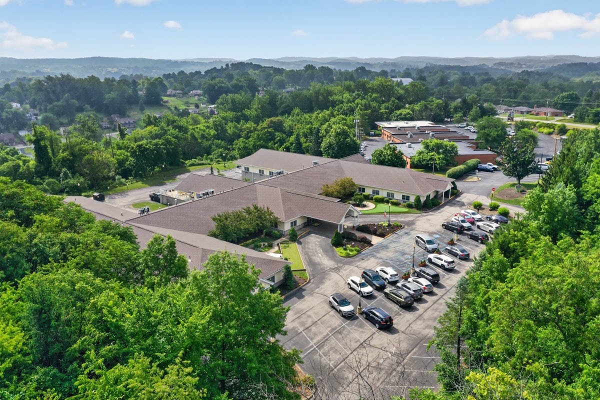 Aerial view of Golden Heights grounds and parking
