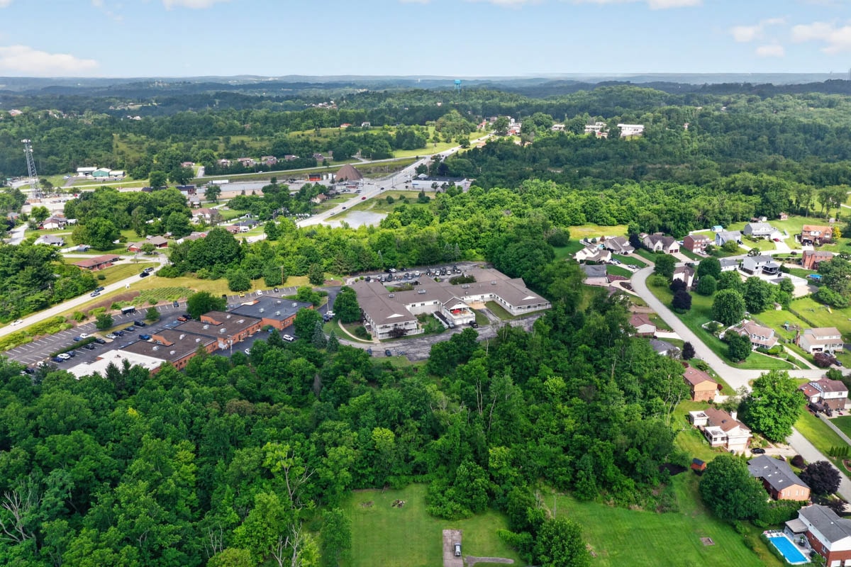 Aerial view of Golden Heights neighborhood and forest