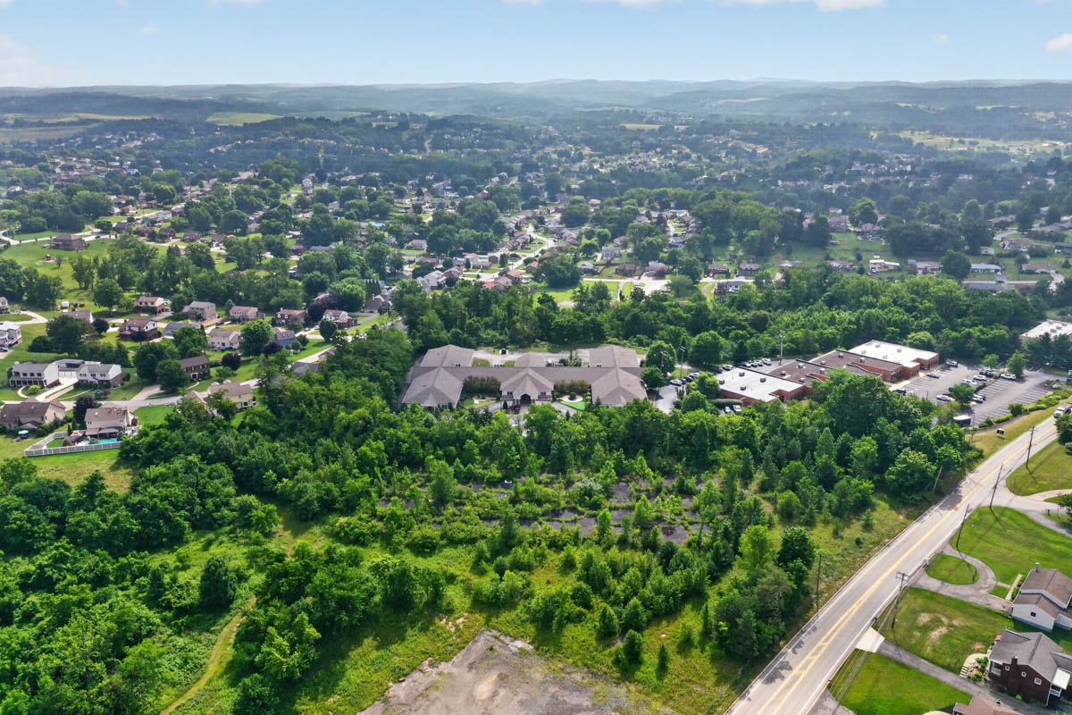 Aerial view of Golden Heights and the surrounding neighborhood