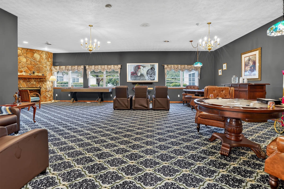 Spacious lounge and game room at Golden Heights